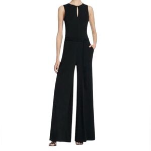 Lauren Ralph Lauren Black Jersey Wide Leg Sleeveless Jumpsuit  Size Medium